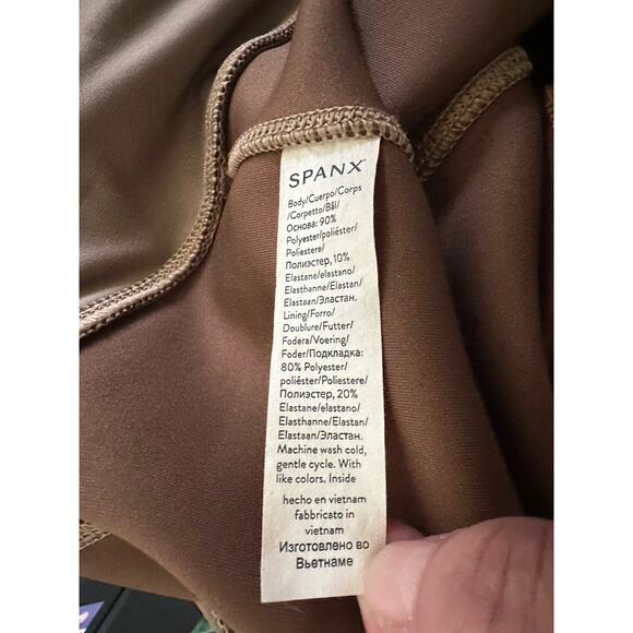 Spanx Legging Pants Women S Brown Faux Suede High Waisted Tummy Control - Picture 8 of 9